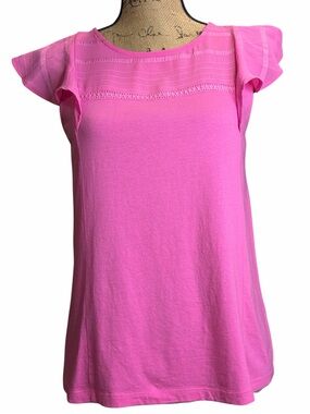 Banana Republic Pink Flutter Sleeve Too EC. Size small